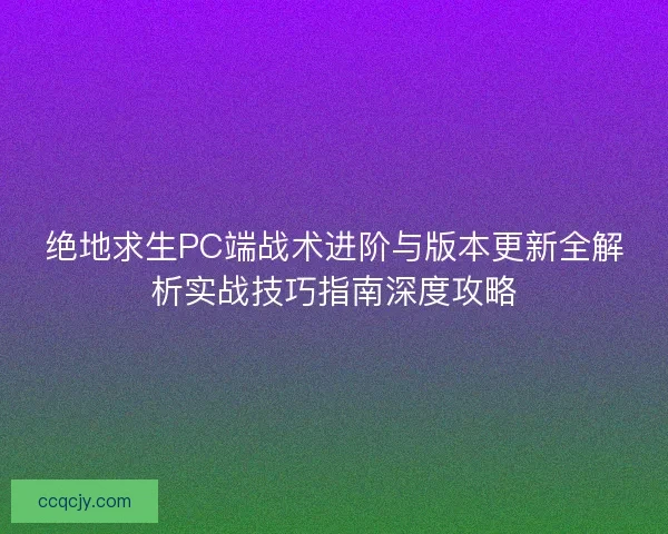 绝地求生PC端战术进阶与版本更新全解析实战技巧指南深度攻略