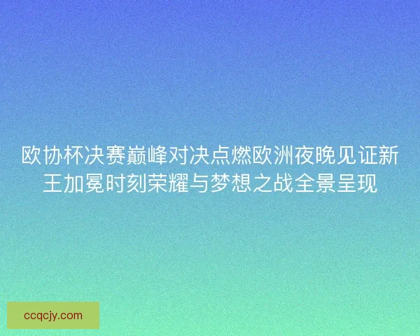 欧协杯决赛巅峰对决点燃欧洲夜晚见证新王加冕时刻荣耀与梦想之战全景呈现